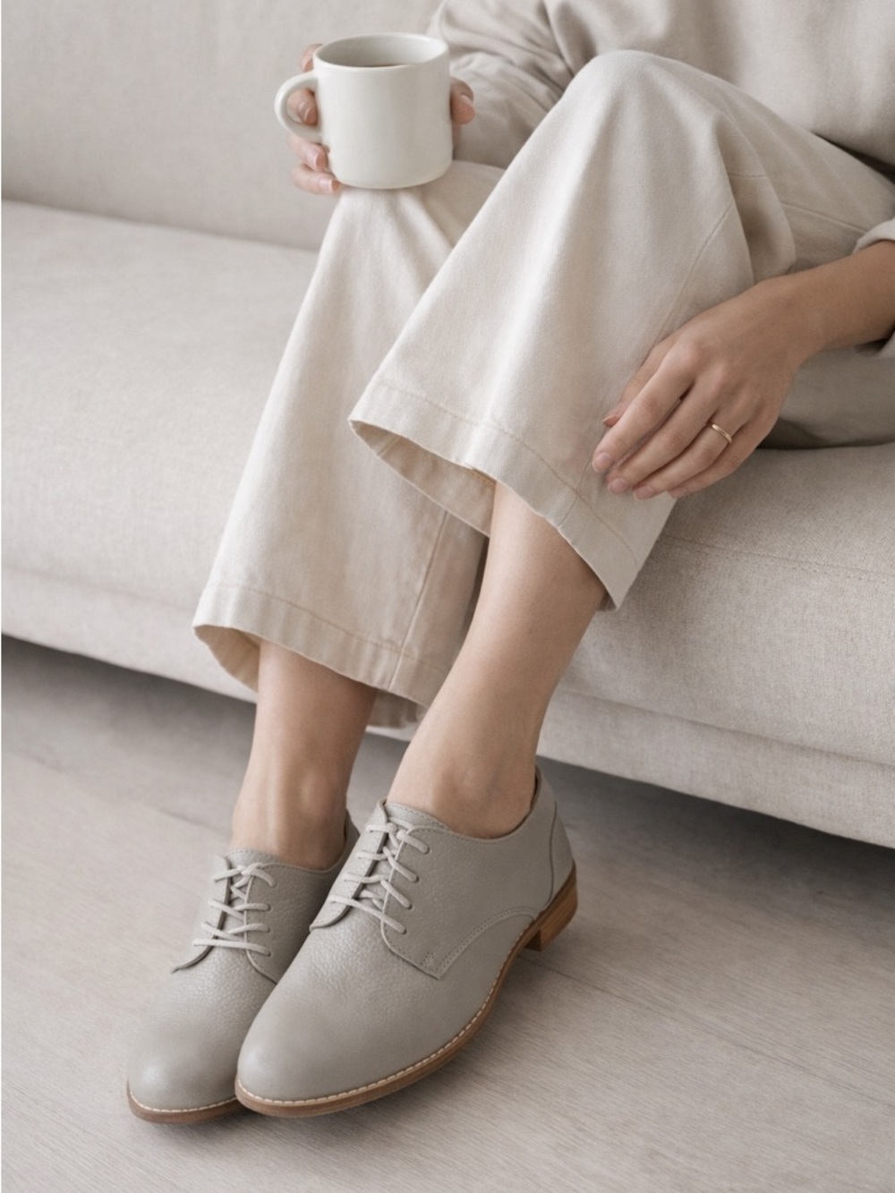 Clark’s Netley Bloom Pebbled Grey Leather Lace Up Oxford Derby Size 9